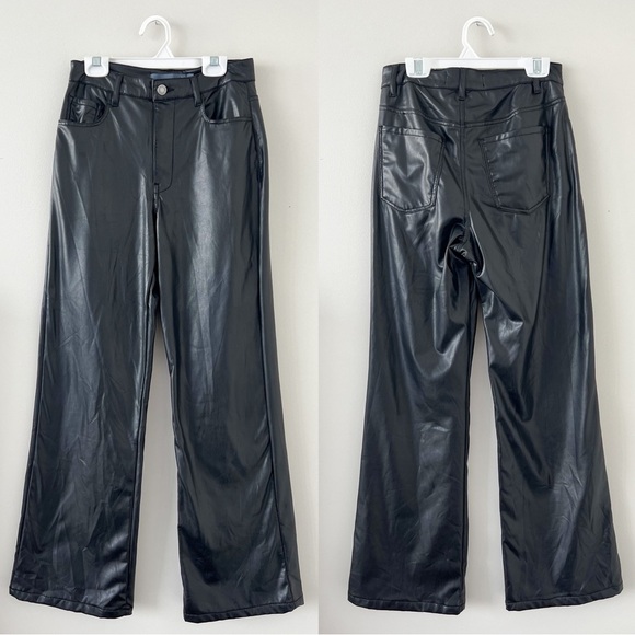 Indigo Rising Black Faux Leather Straight Leg Pants Size 25 - Picture 1 of 3